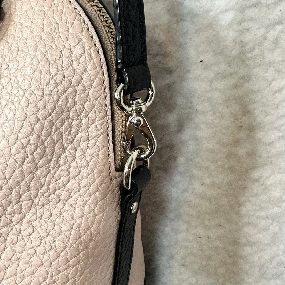 Kate Spade NY Laurel Way Reese Satchel Pink Black Pebbled Leather Crossbody Bag
